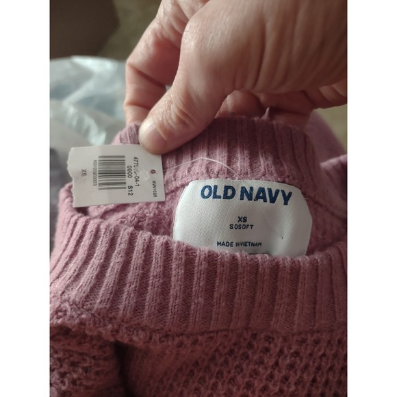 SoSoft Crew-Neck Tunic Sweater Rose Dawn XS Waffle Knit Oversized Preppy Classic - Picture 3 of 8